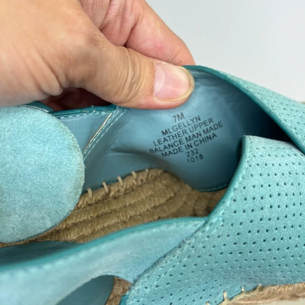 SH4 Marc Fisher LTD Gellyn Slingback Espadrille Platform Sandal Turquoise Size 7